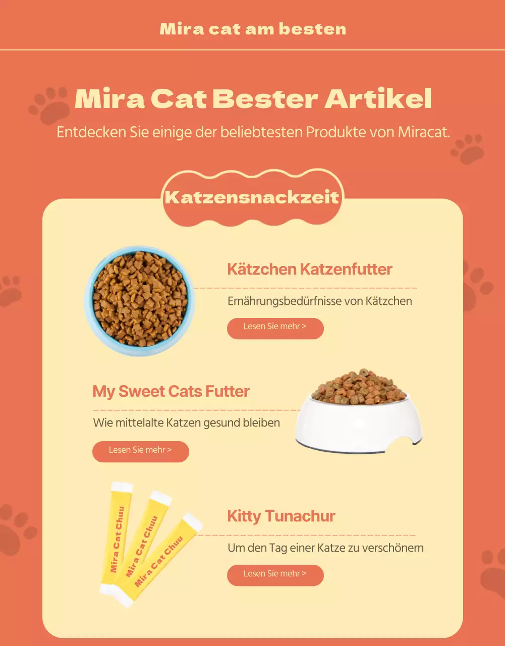 Niedliche Illustrationen in Orange und Gelb für Katzen im Angebot