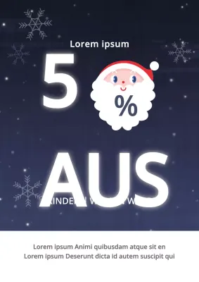 Niedliche Weihnachten Ende des Jahres Verkauf Werbeflyer in marineblau und weiß