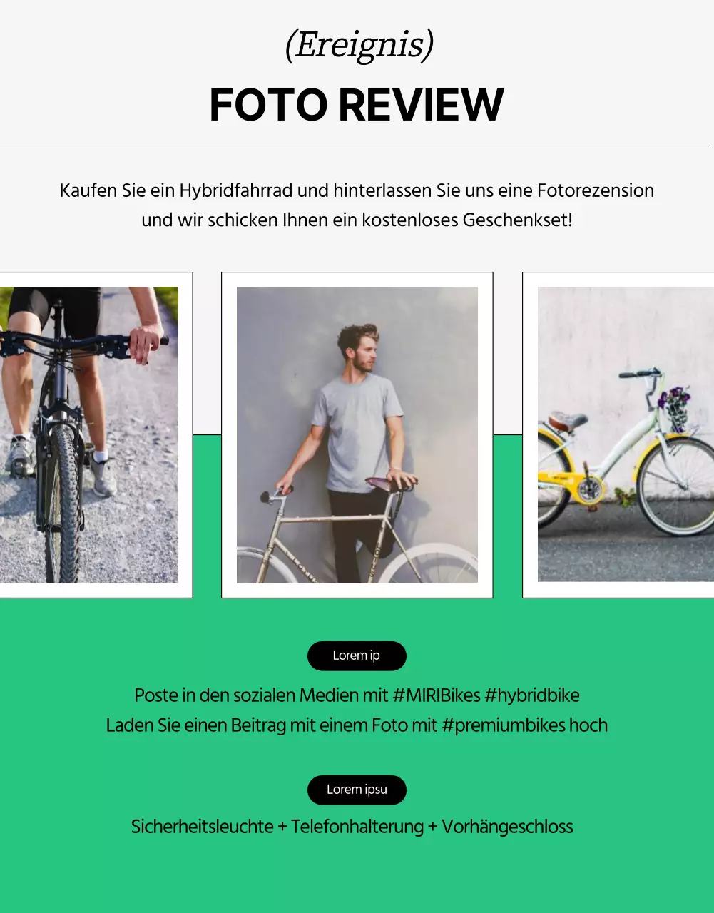 Fahrradveranstaltung mit grauem Hintergrund und klaren Linien