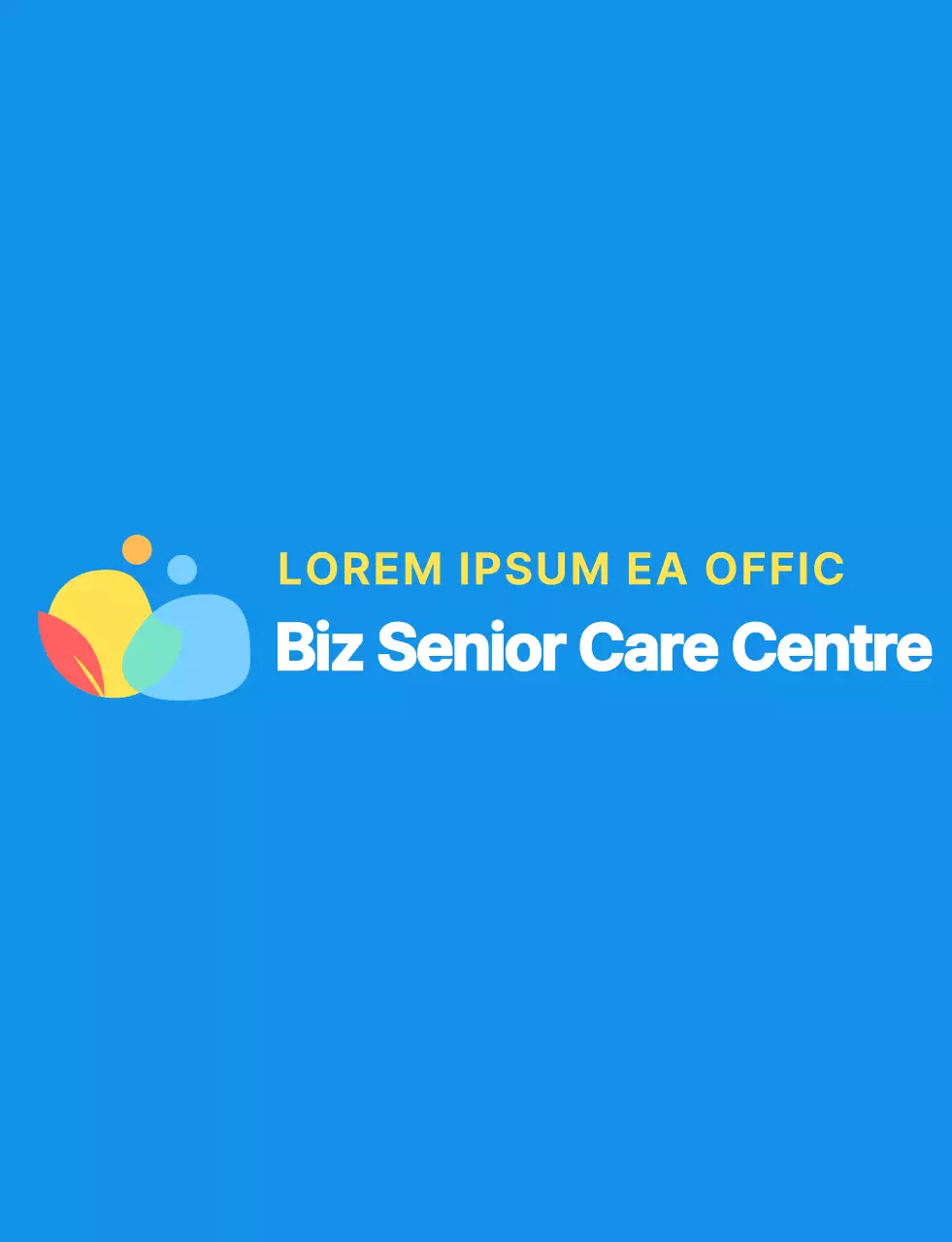 Rundes und einfaches Logo im Stil eines menschlichen Symbols mit blauen und farbenfrohen Farbkombinationen für das Personal eines Pflegezentrums