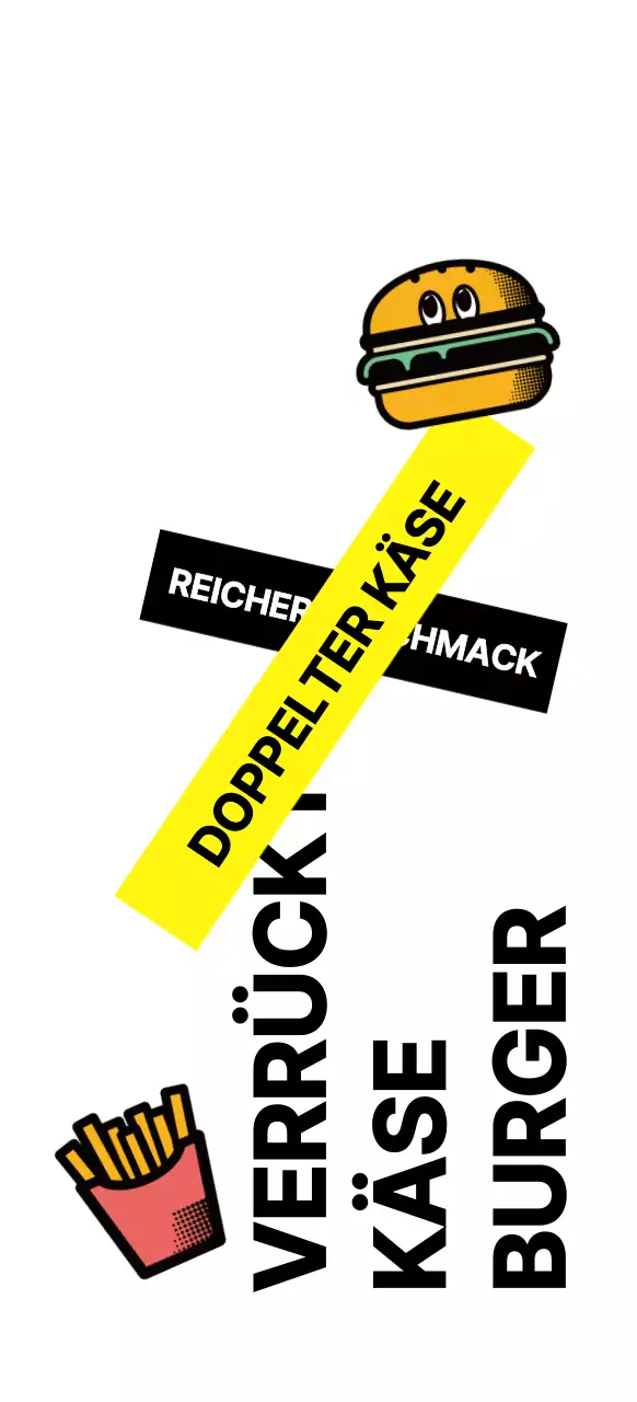 Hippe handgemachte Burger in Schwarz und Gelb