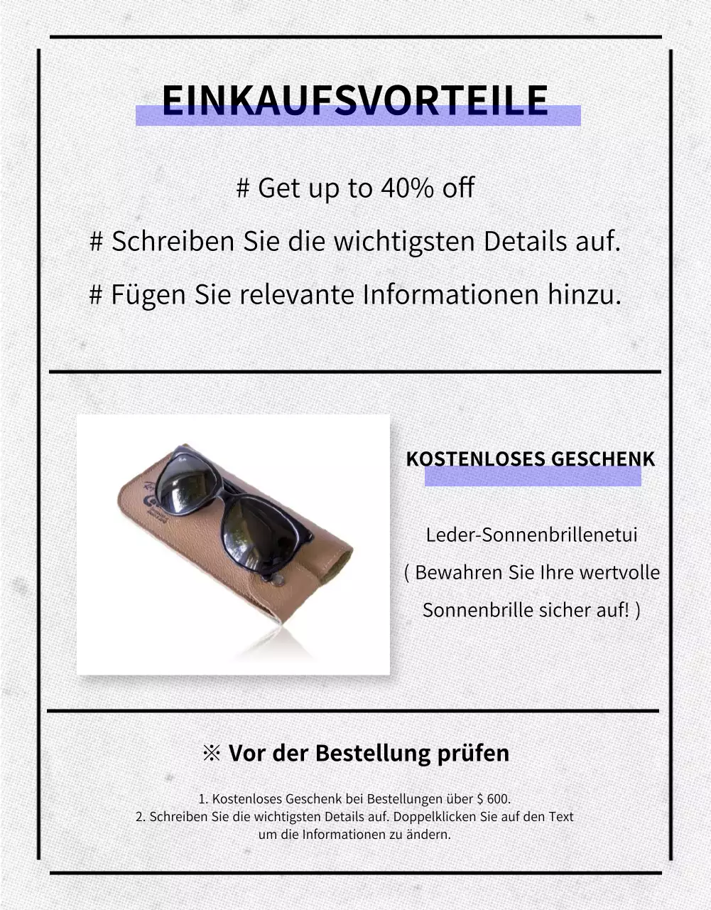 Sonnenbrillen Detailseite