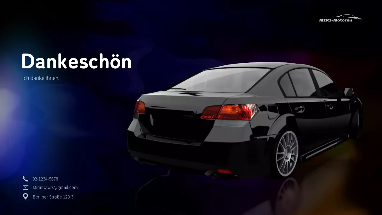 Jährlicher Geschäftsplan für die Automobilindustrie mit blauen und schwarzen beweglichen Grafiken