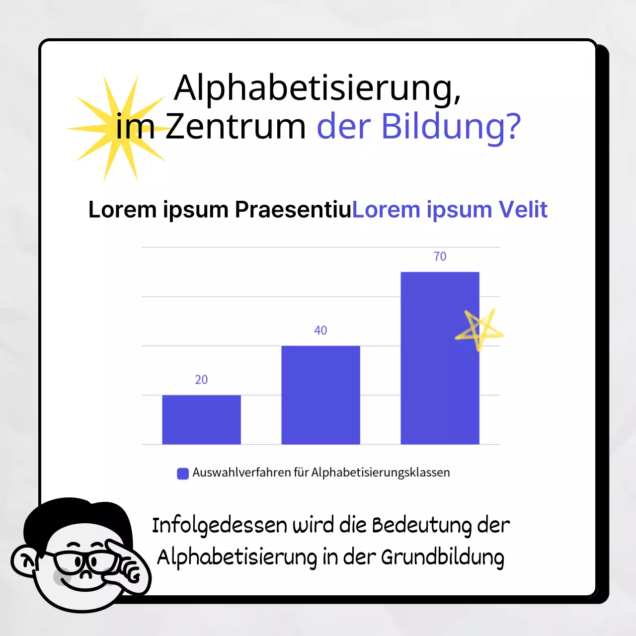 Förderung der Alphabetisierung mit einem gelb-blauen, kitschigen Doodle-Konzept