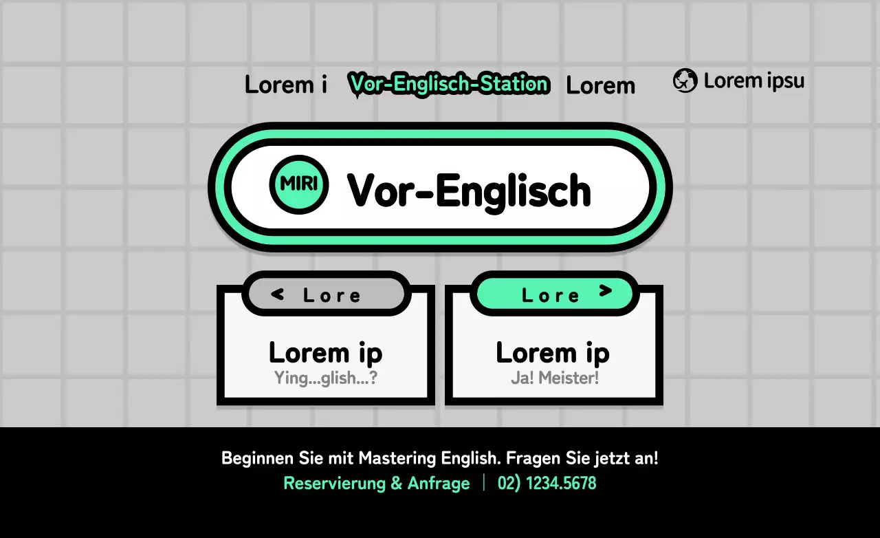 Niedliches lindgrünes und schwarzes U-Bahn-Beschilderungskonzept zur Förderung und Information von Englisch-Sprachschulen
