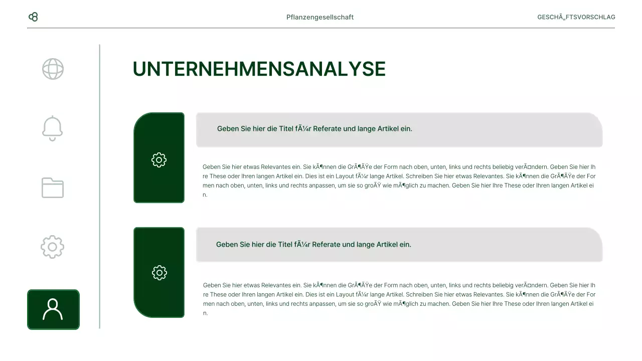Business Business Vorschlag in weiß und grün natürlichen Blatt Konzept