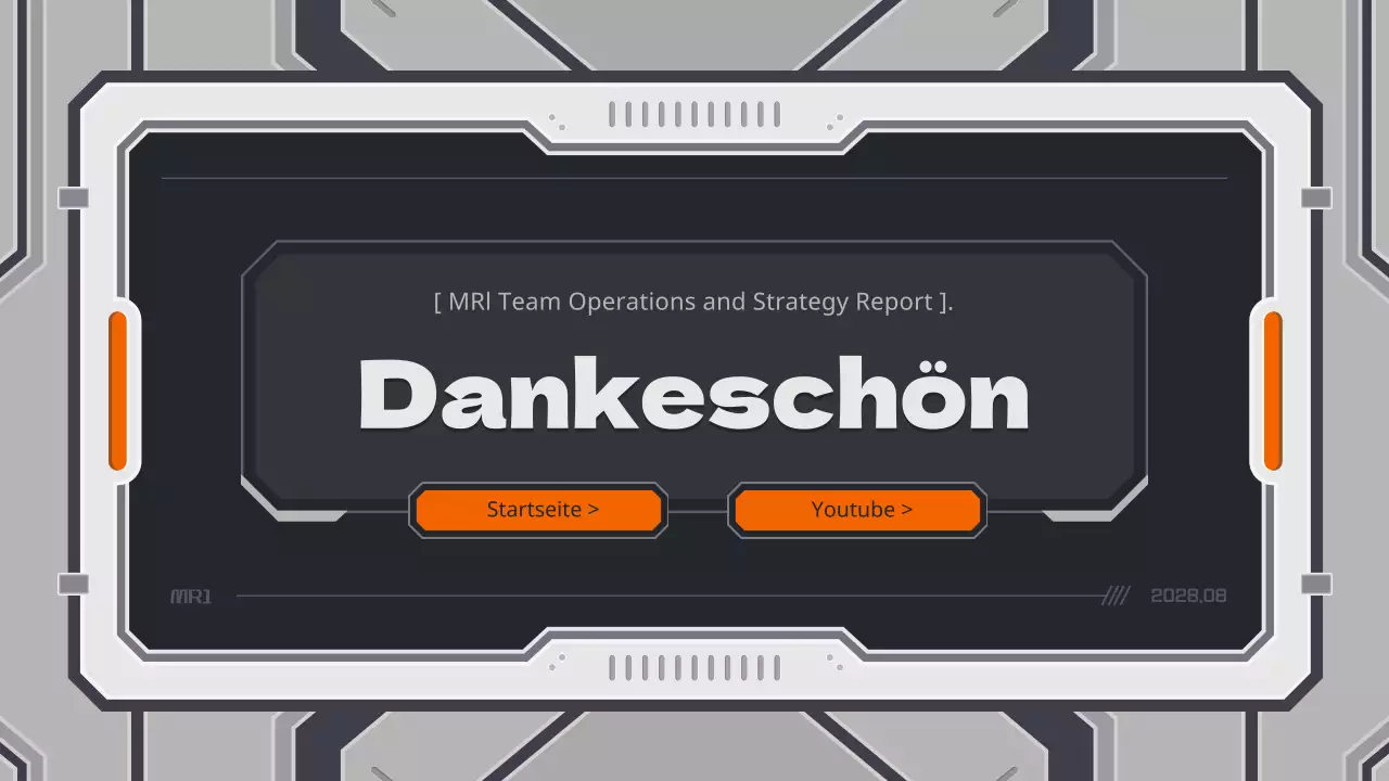 Spielstrategiebericht mit einem mechanischen Konzept in neutralen Farben und Orange.