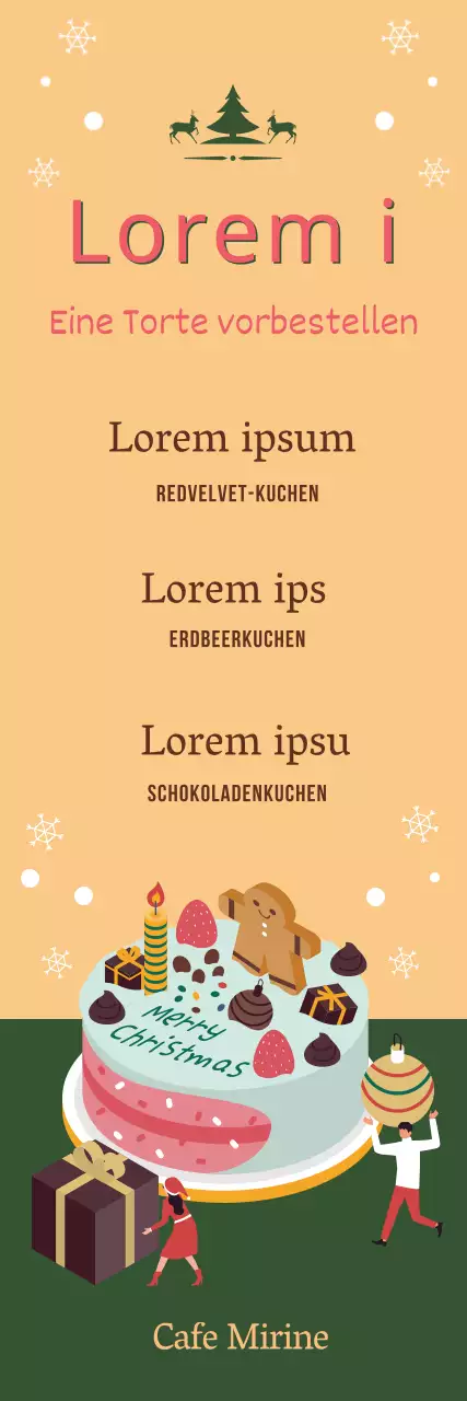Orange illustrierte Weihnachtstorte Cafe Reservierung