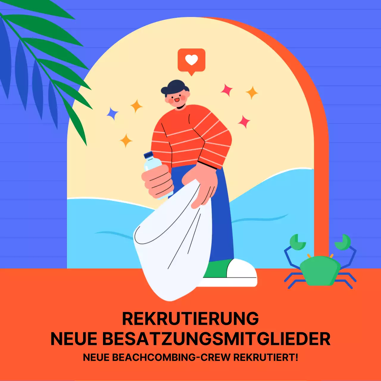 Blaue und rote Beachcombing Crew Rekrutierung