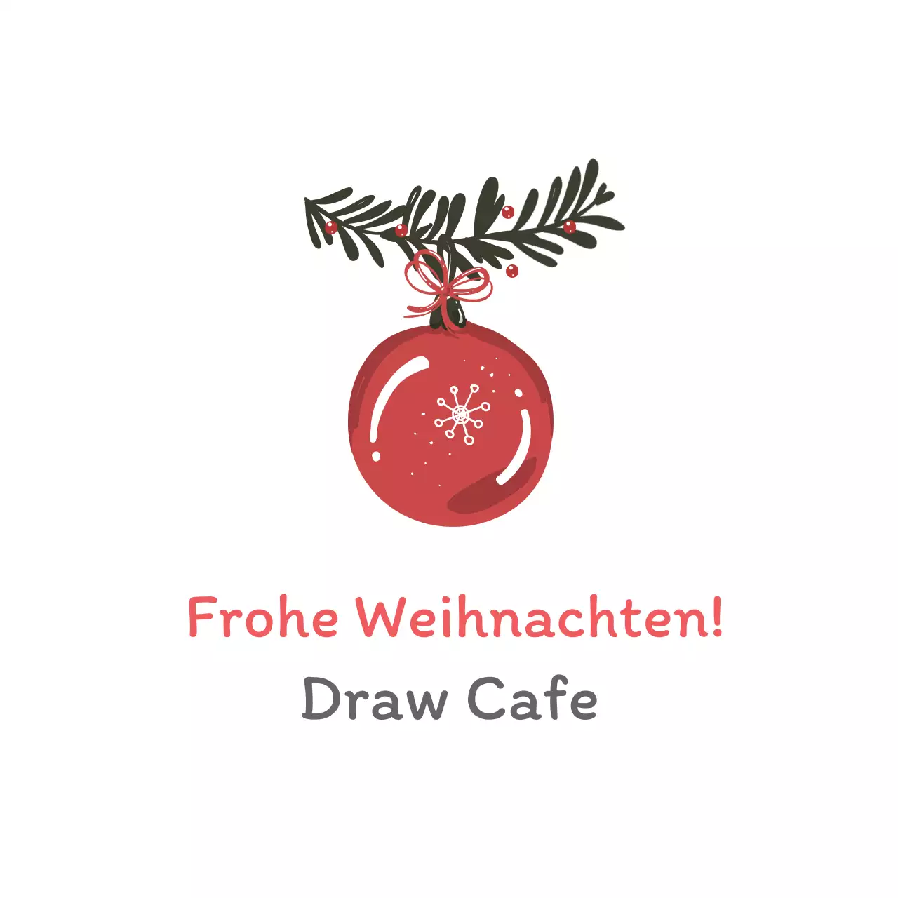 Rot-grüne Illustration Weihnachtscafé Grußetikett