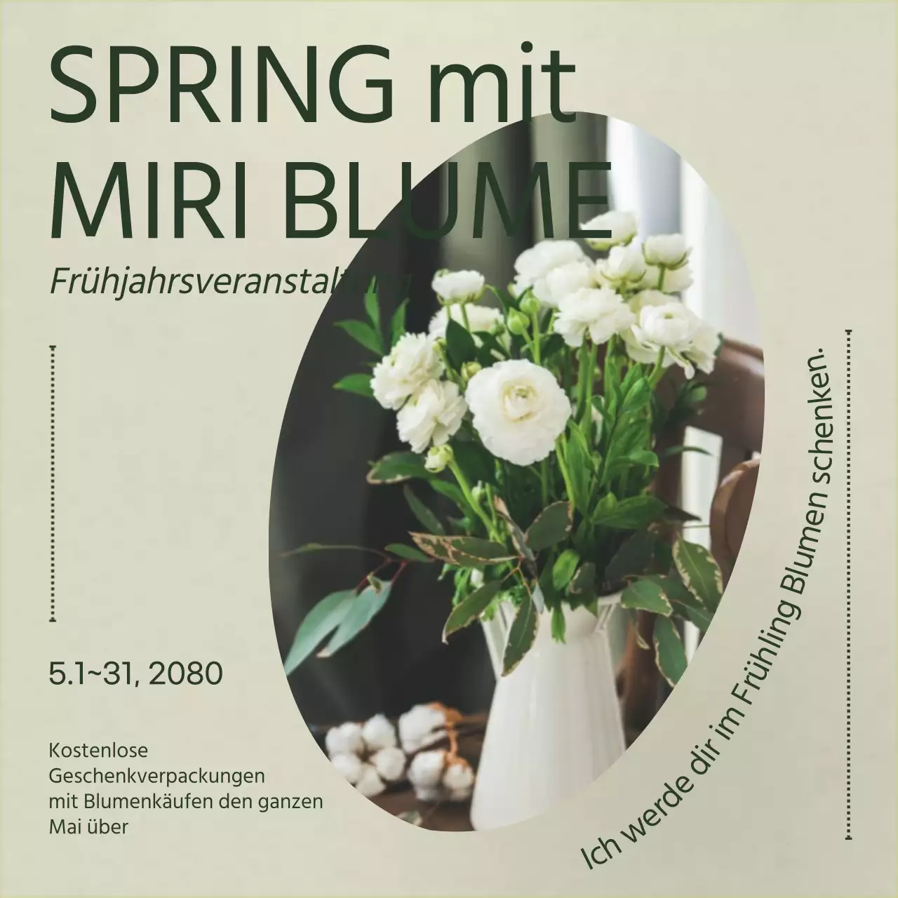 Blumenstrauß Verpackung Veranstaltung mit beige Blumenvase Akzente