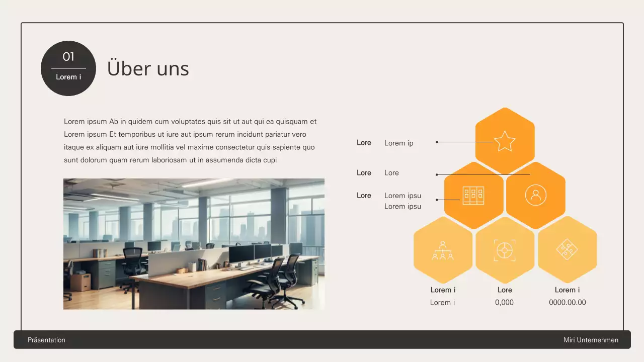 Geschäftsvorschlag mit gelben sechseckigen Elementen