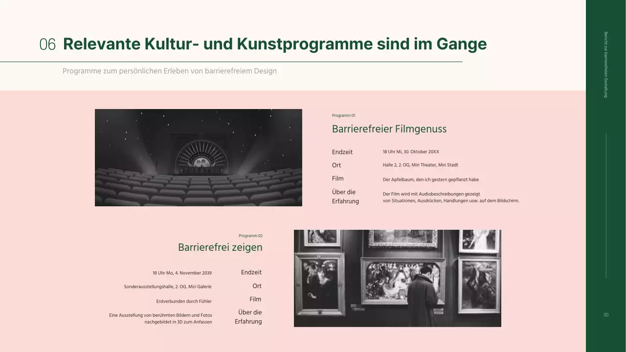 Einfache barrierefreie Aufgabenpräsentation in Beige und Grün