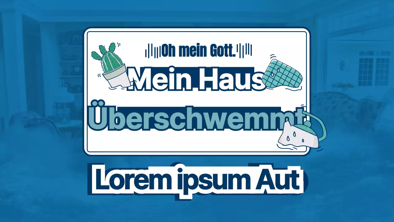 Hochwasserschutz-Informationsaustausch-Thema mit türkisfarbenem Fotohintergrund und Illustrationskombination