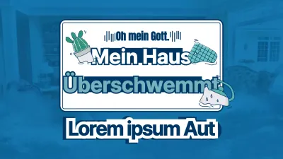 Hochwasserschutz-Informationsaustausch-Thema mit türkisfarbenem Fotohintergrund und Illustrationskombination