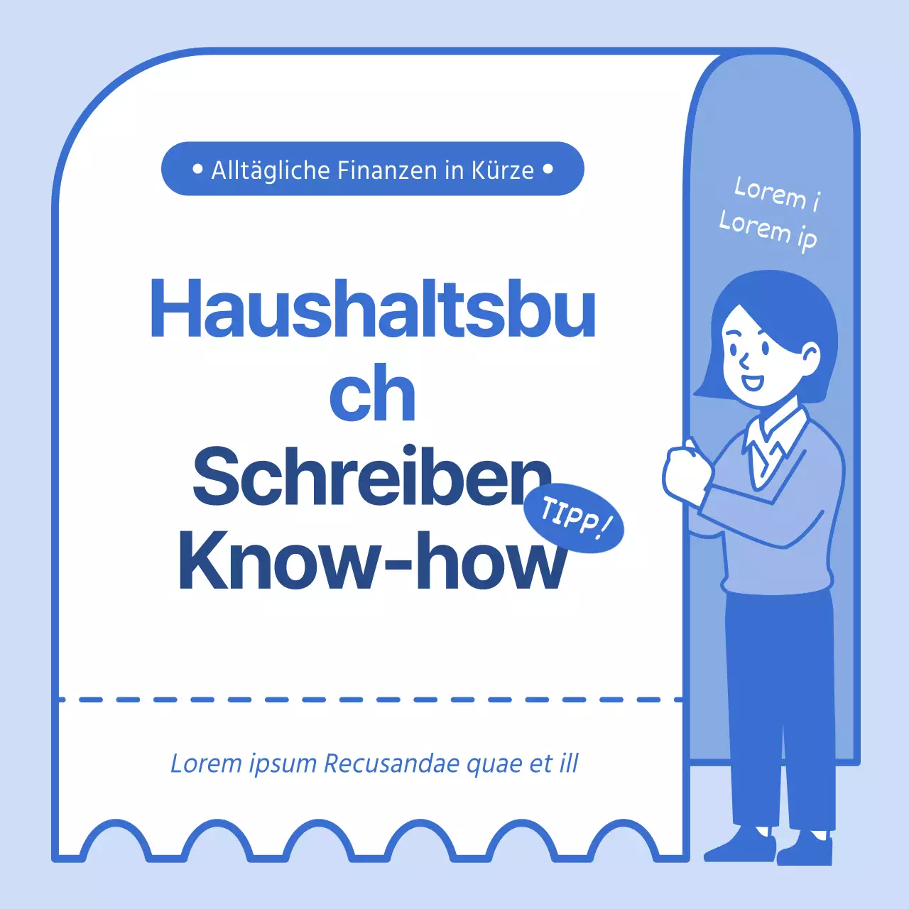 So erstellen Sie ein Haushaltsbuch mit einem blauen Quittungsbild als Hintergrund