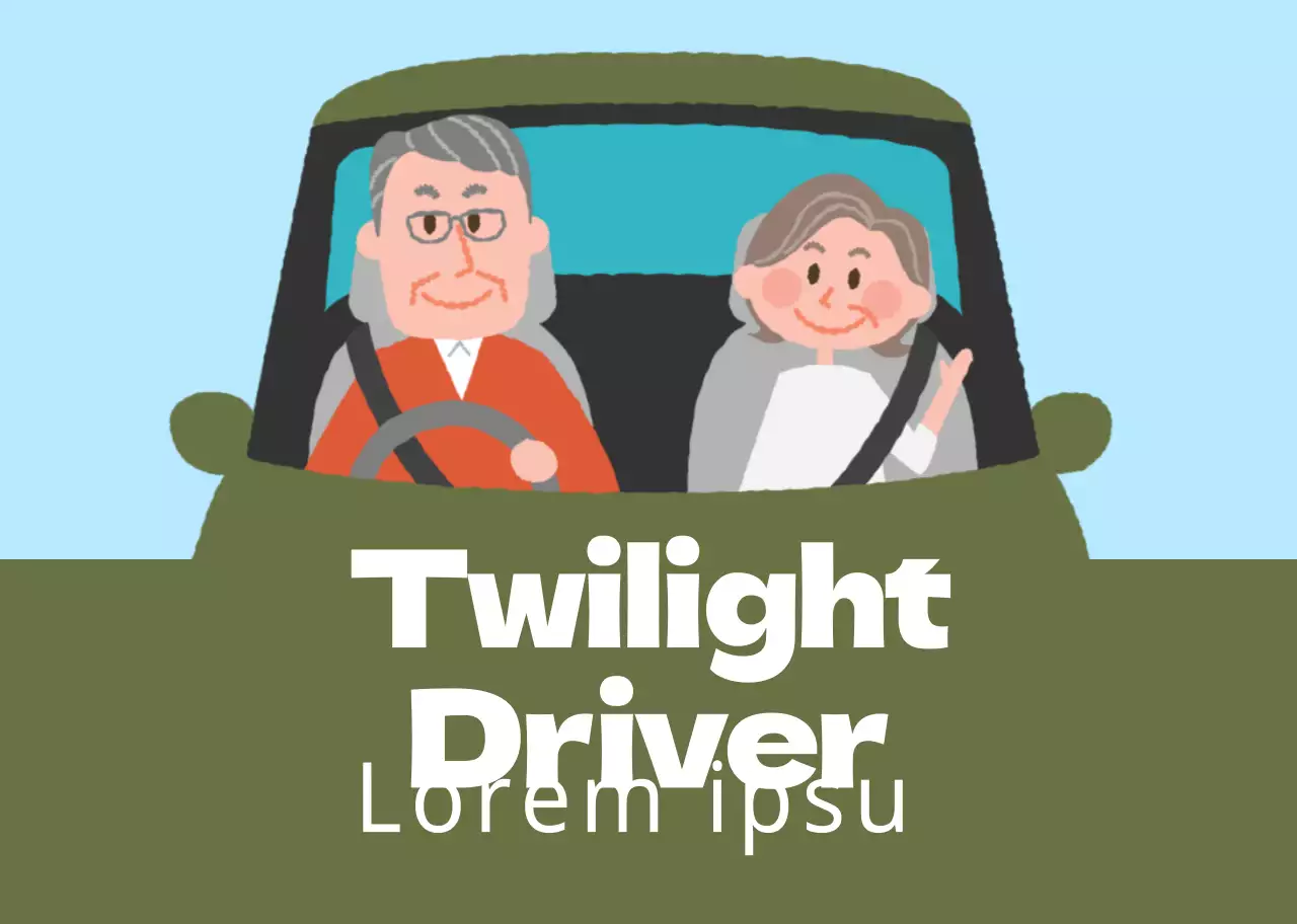 Hellblau grünes altes Paar Illustration sicheres Fahren