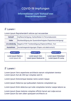 Sauberer, schlichter Stil in Blau und Weiß Verkaufsinformationen zum Quarantänepass