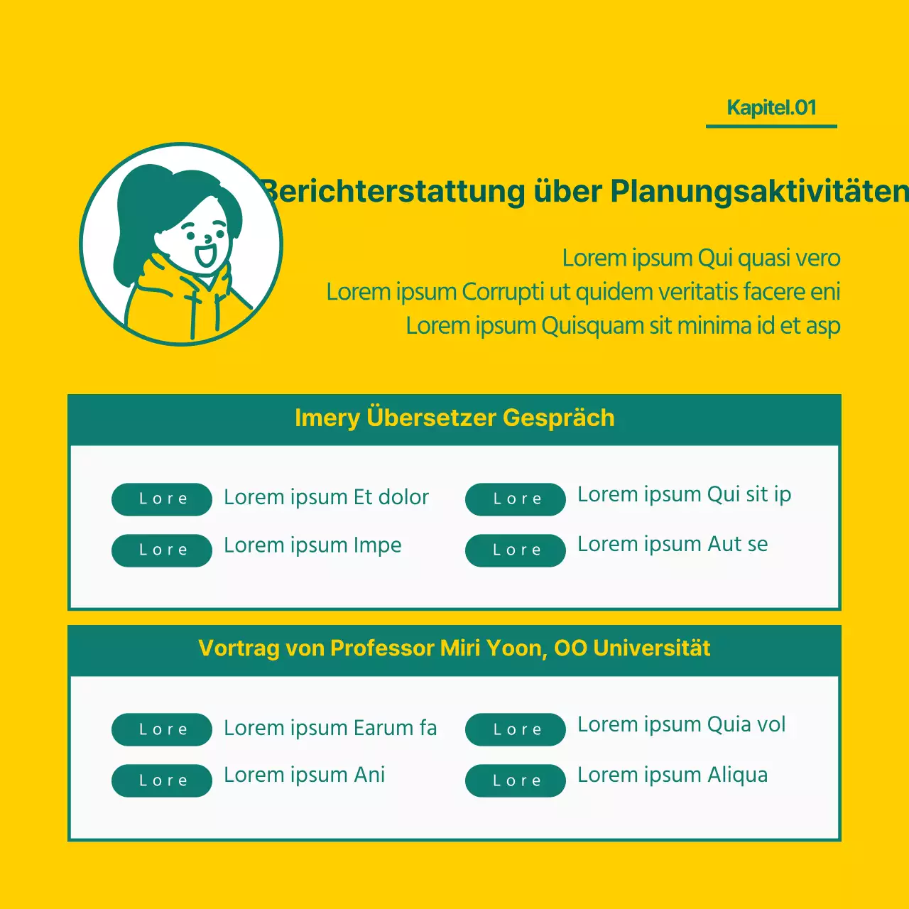 Gelbe und grüne Uni-Highlights cardNews-Design