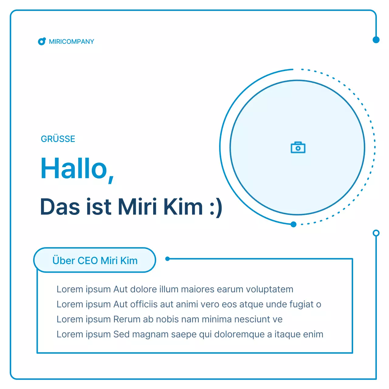 Ein Leitfaden für Unternehmensnewsletter in weißer und blauer Geometrie