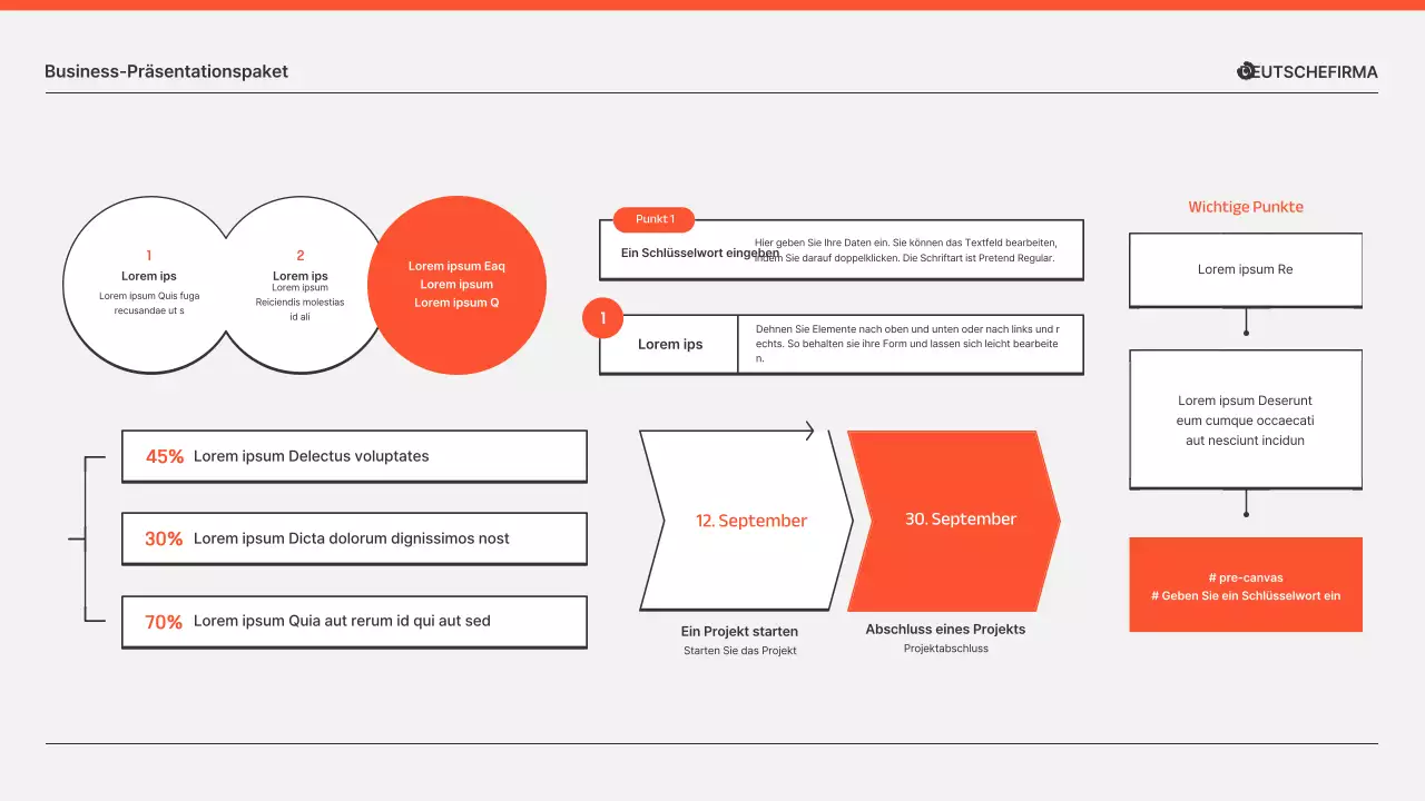 Geschäftsberichtspräsentationen in Orange und Grau
