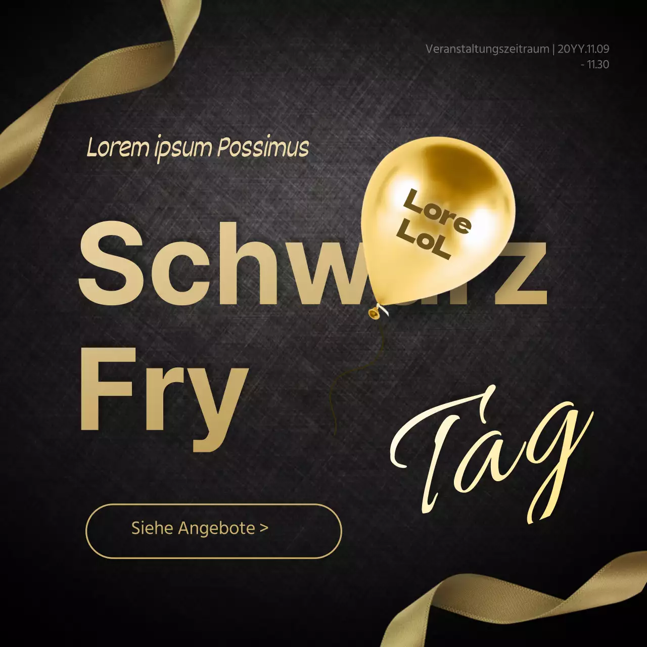 Dunkler Hintergrund Gold Ballon Typografie Gradient Band Veranstaltung