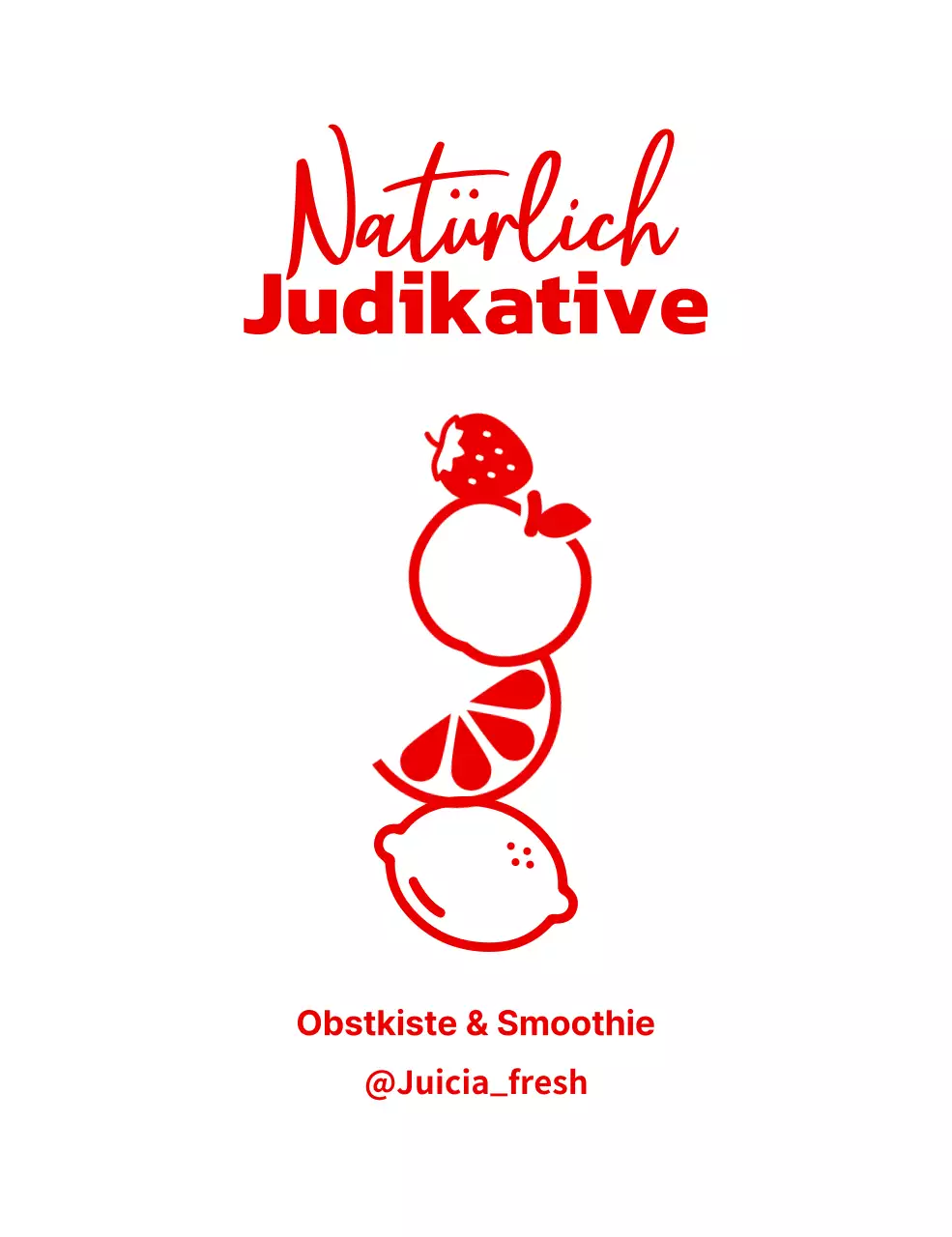 Ein Smoothie-Laden mit niedlichen Illustrationen frischer Früchte in Rot