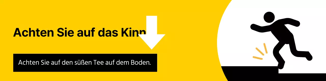 Eine auffällige Warnung mit einem rot-schwarzen menschlichen Piktogramm