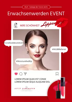Rotes Instagram-Kosmetik-Thema zum Erwachsenwerden
