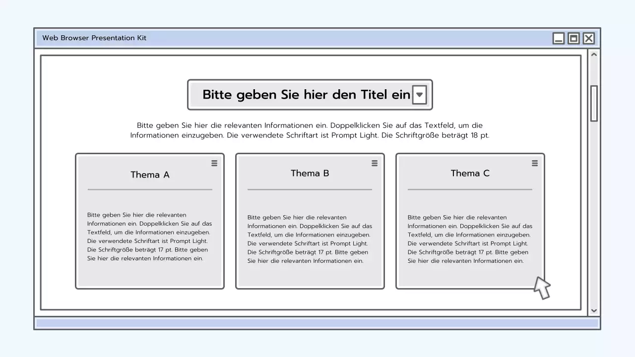 Präsentationsmappe mit einem hellblauen Browserkonzept