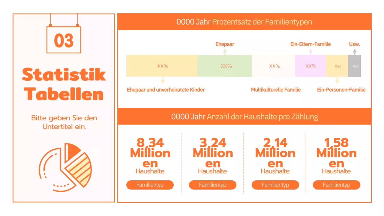 Familienkulturprogramm mit niedlichen orangefarbenen Illustrationen