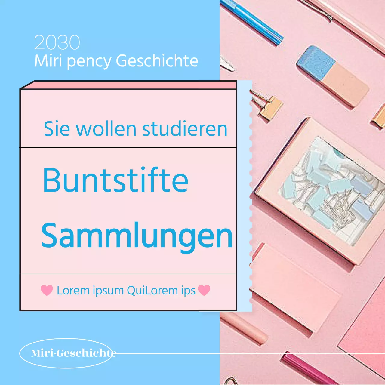 Leitfaden für die blaue und rosa Sammlung von Schreibgeräten