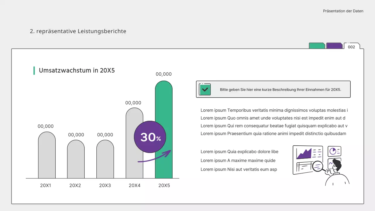 Einfache grüne und violette Diagramme und infografische Darstellung