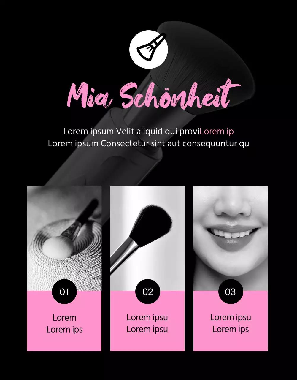 Förderung kitschiger Pinsel auf rosa Hintergrund