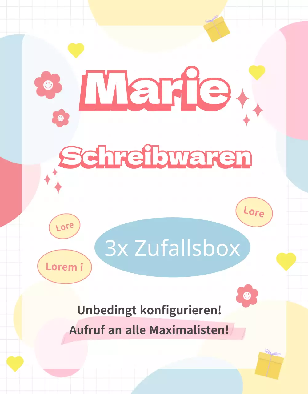 Stationery Store Random Box Event mit pastellfarbenem Hintergrund