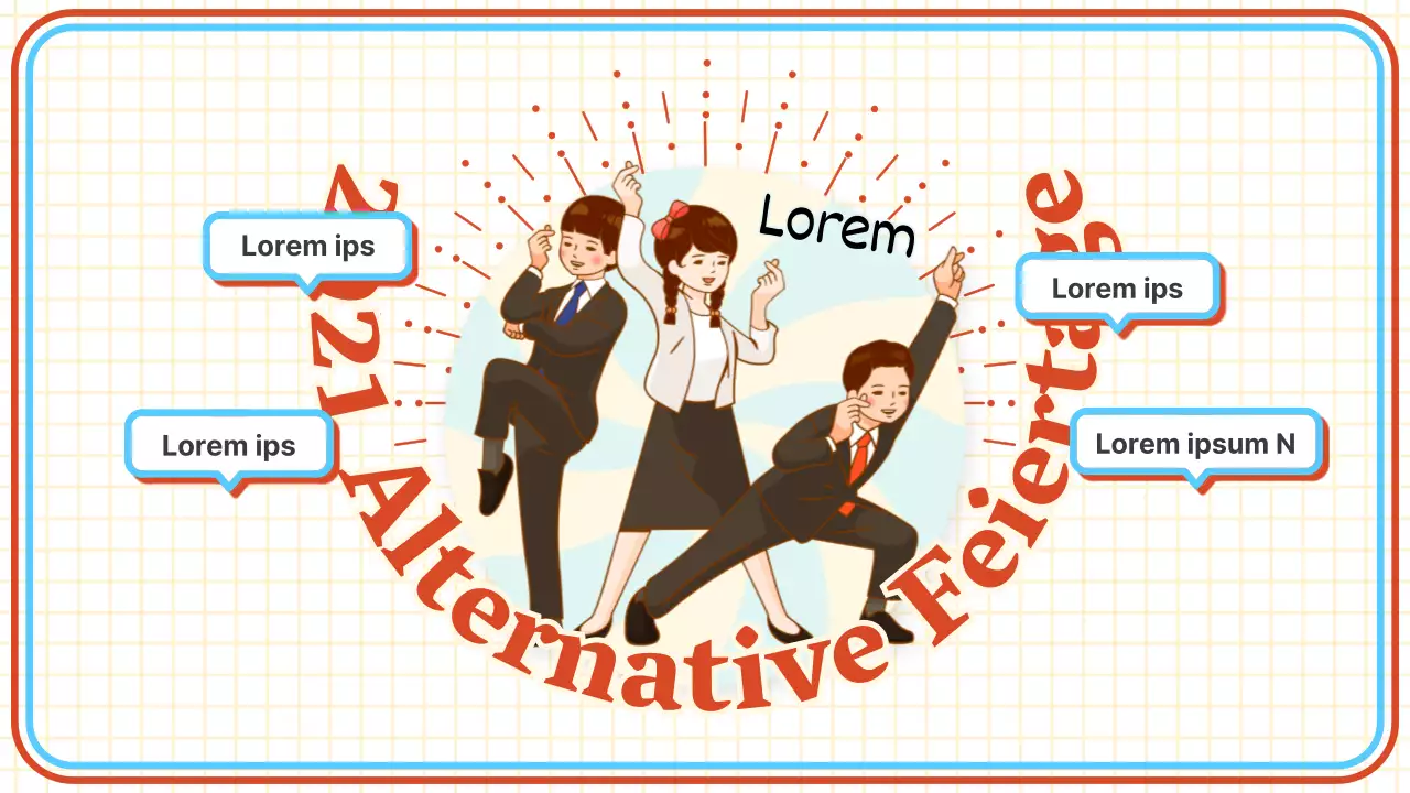 Retro-Konzept in Rot und Blau mit alternativen Urlaubsinformationen