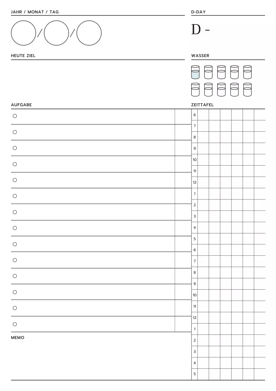 Einfacher Tagesplaner in Weiß
