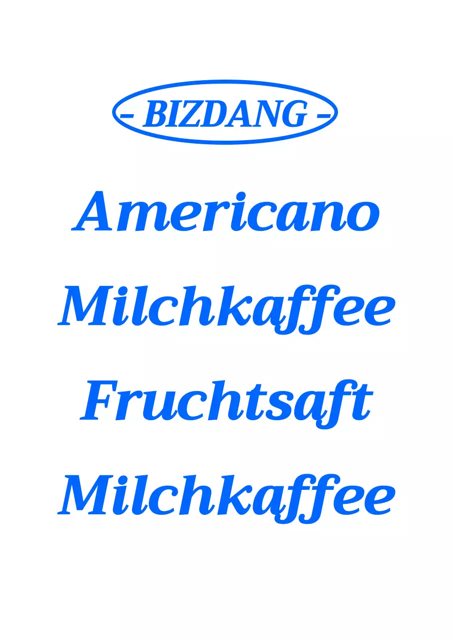 Förderung eines Cafés mit einer sauberen, blauen Getränkekarte