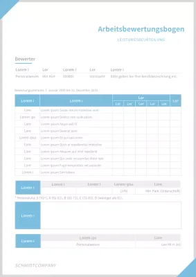 Hellblau einfache Corporate Business Vorlage Leistungsbeurteilung Dokument Vorlage
