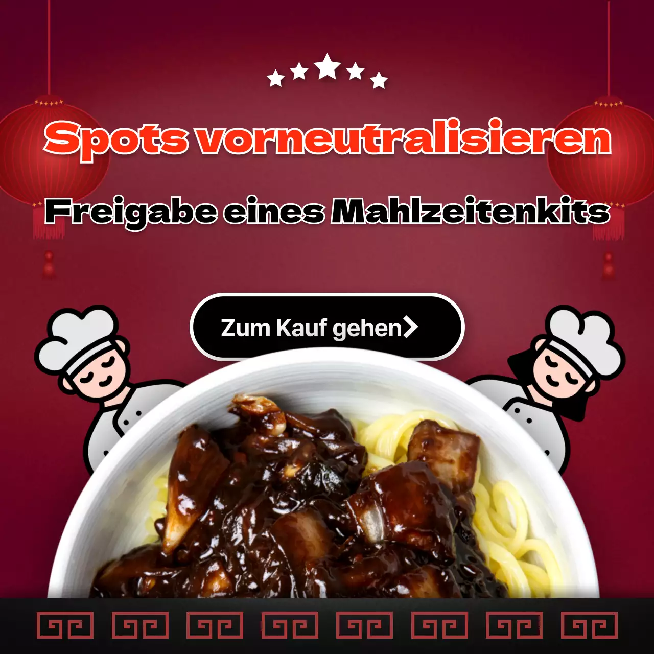 Rote Schriftrollen werben für die Einführung des traditionellen "Black Day Jajangmyeon Meal Kit
