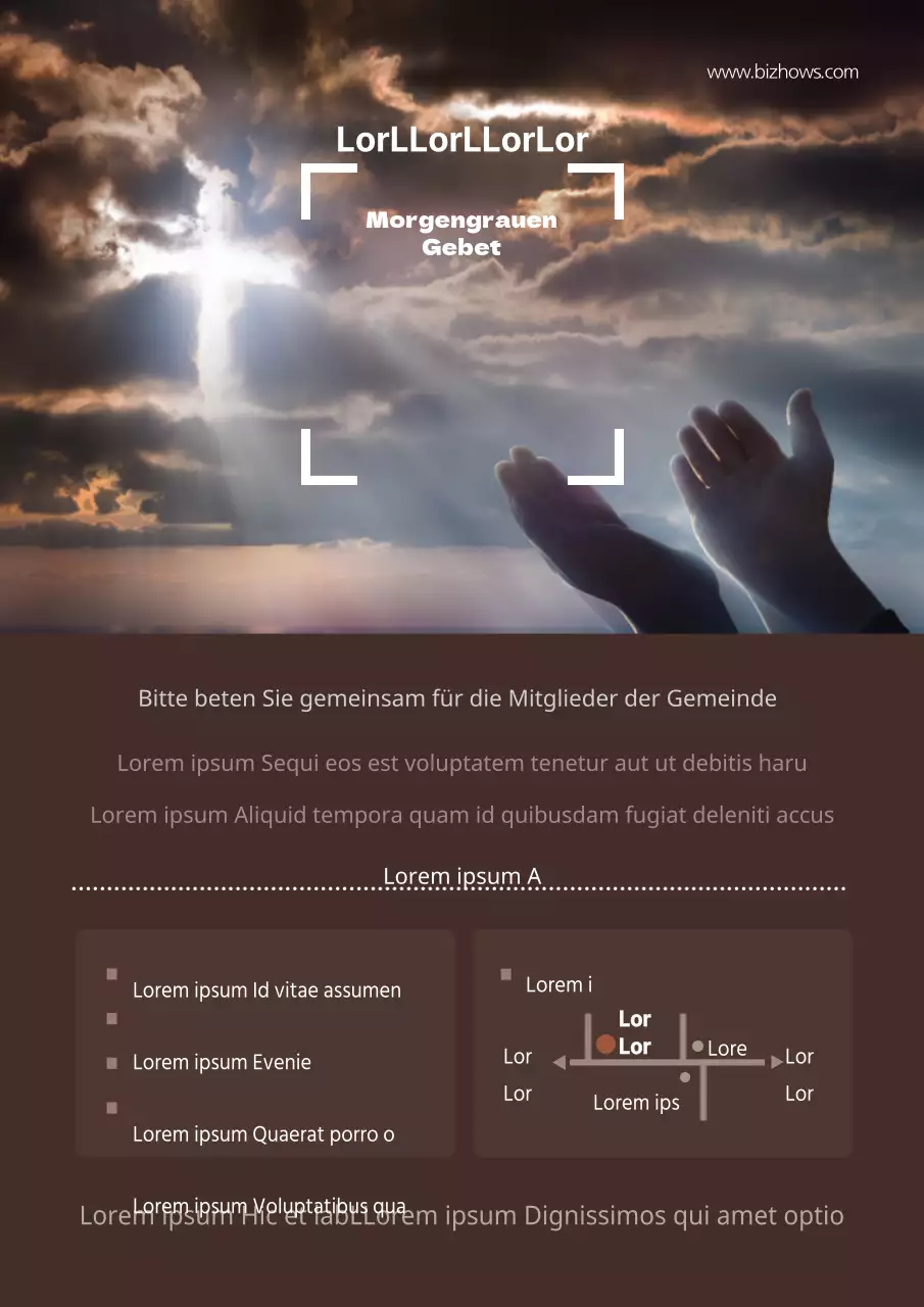 Einfacher Flyer für den Gottesdienst in brauner Farbe