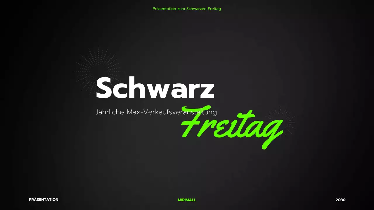 Ein einfacher schwarzer und lindgrüner Eventplaner für den Schwarzen Freitag im Einkaufszentrum