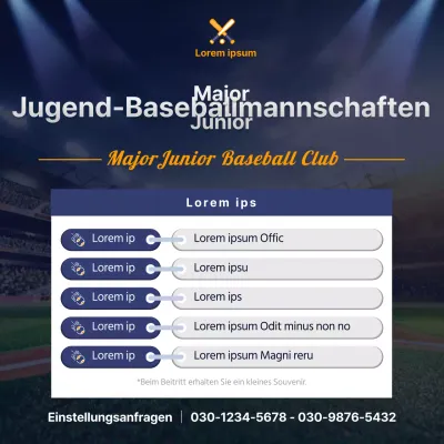 Blue Colour's Baseball Field Konzept Jugend-Baseball-Team Rekrutierung Social Media