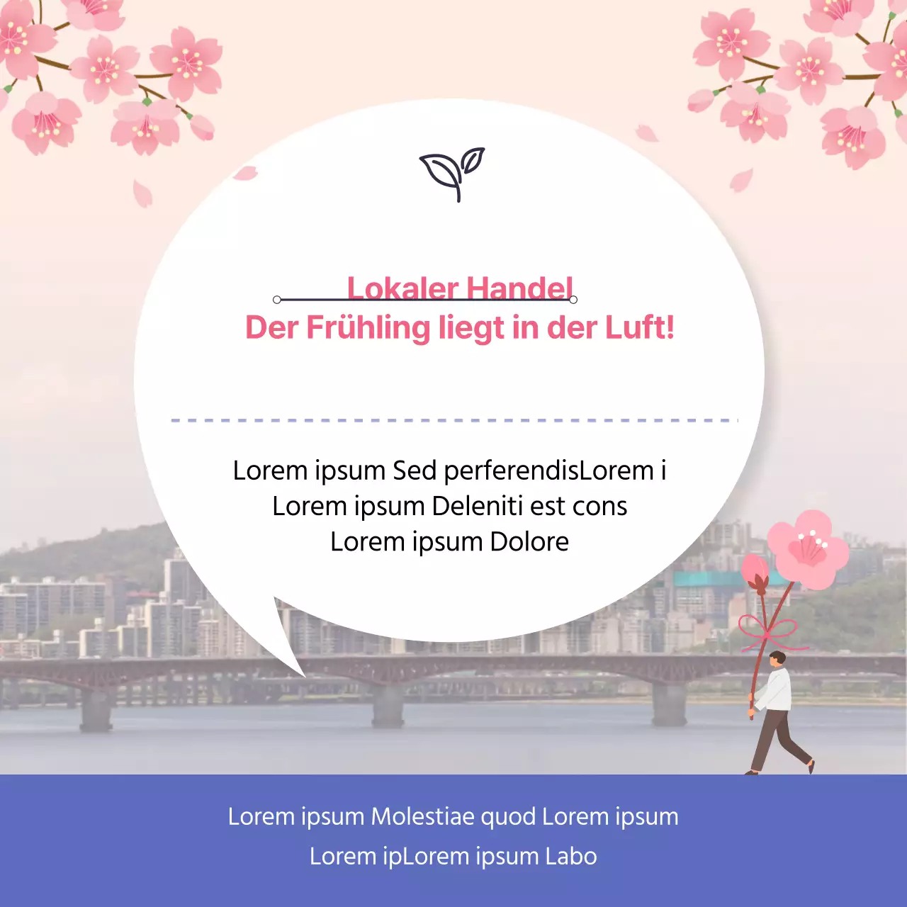 Modernes lokales Handelsrecht erklärt in rosa und blau