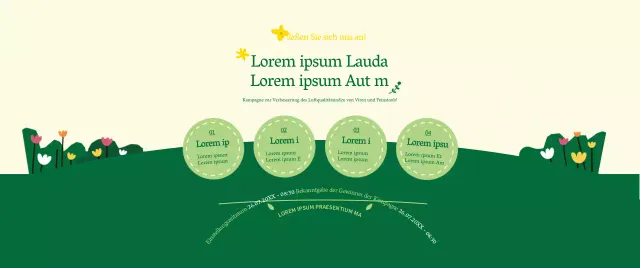 Über die grün-gelbe Kampagne "Zu Fuß zur Arbeit" im sauberen Stil