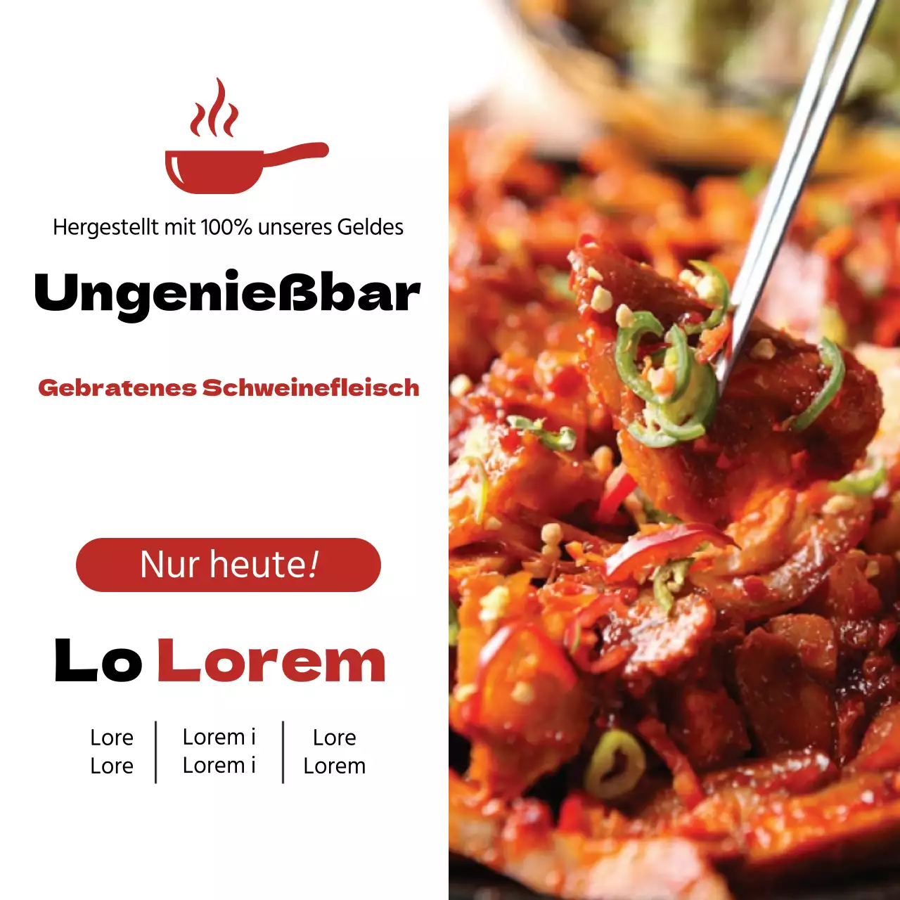 Feurig gewürztes, gerührtes Essen Werbeaktion Würzig Nur heute Deal