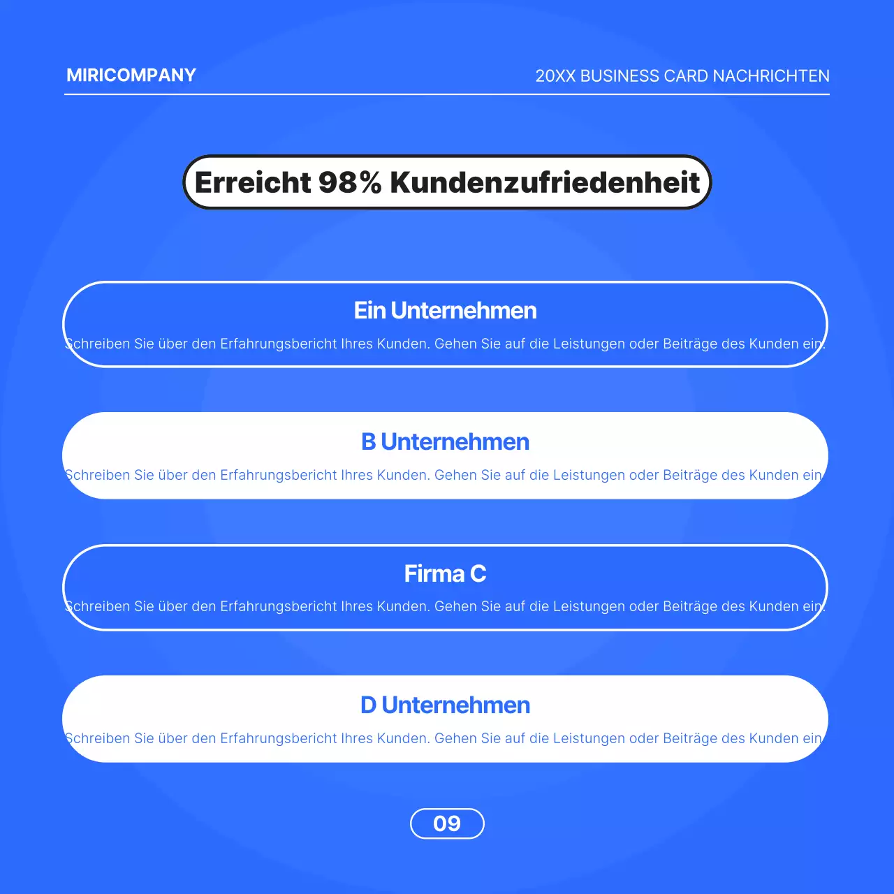 Minimalistisches Geschäftsangebot mit blauem Hintergrund