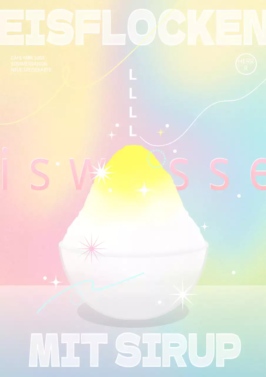 Bewerben Sie das neue saisonale Bingsu Ihres Cafés mit einem Knall in Regenbogenfarben