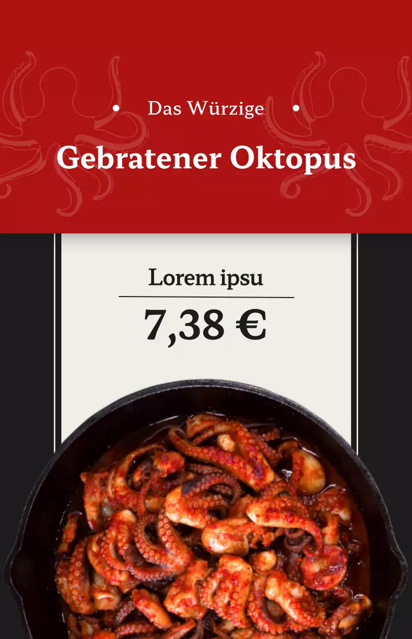 Restaurant-Werbung mit Bildern von koreanischen Menüpunkten in verschiedenen Farben