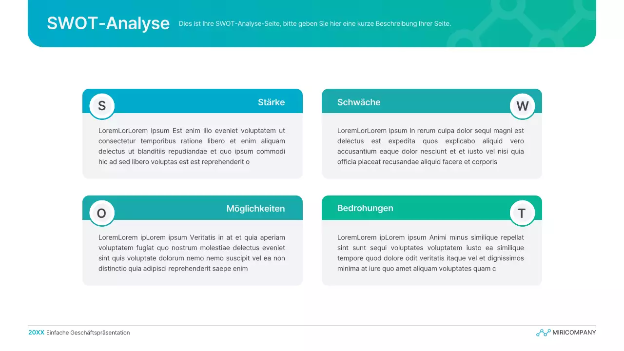 Einfache Geschäftspräsentation mit Farbverlauf in Hellblau und Grün